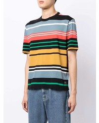 mehrfarbiges horizontal gestreiftes T-Shirt mit einem Rundhalsausschnitt von PS Paul Smith