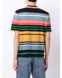 mehrfarbiges horizontal gestreiftes T-Shirt mit einem Rundhalsausschnitt von PS Paul Smith