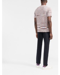 mehrfarbiges horizontal gestreiftes T-Shirt mit einem Rundhalsausschnitt von Missoni