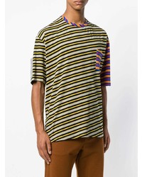 mehrfarbiges horizontal gestreiftes T-Shirt mit einem Rundhalsausschnitt von Marni