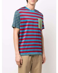 mehrfarbiges horizontal gestreiftes T-Shirt mit einem Rundhalsausschnitt von Paul Smith