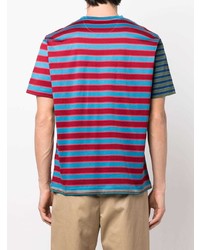 mehrfarbiges horizontal gestreiftes T-Shirt mit einem Rundhalsausschnitt von Paul Smith