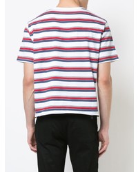 mehrfarbiges horizontal gestreiftes T-Shirt mit einem Rundhalsausschnitt von Saint Laurent
