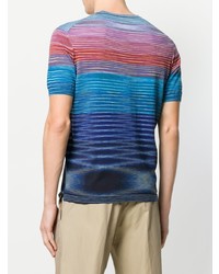 mehrfarbiges horizontal gestreiftes T-Shirt mit einem Rundhalsausschnitt von Missoni