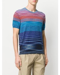 mehrfarbiges horizontal gestreiftes T-Shirt mit einem Rundhalsausschnitt von Missoni