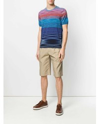 mehrfarbiges horizontal gestreiftes T-Shirt mit einem Rundhalsausschnitt von Missoni