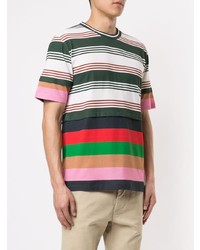 mehrfarbiges horizontal gestreiftes T-Shirt mit einem Rundhalsausschnitt von Loewe