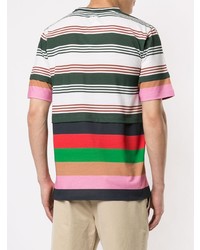 mehrfarbiges horizontal gestreiftes T-Shirt mit einem Rundhalsausschnitt von Loewe