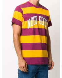 mehrfarbiges horizontal gestreiftes T-Shirt mit einem Rundhalsausschnitt von Noon Goons