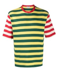 mehrfarbiges horizontal gestreiftes T-Shirt mit einem Rundhalsausschnitt von Sunnei