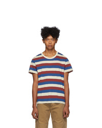 mehrfarbiges horizontal gestreiftes T-Shirt mit einem Rundhalsausschnitt von VISVIM