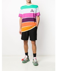 mehrfarbiges horizontal gestreiftes T-Shirt mit einem Rundhalsausschnitt von Palace