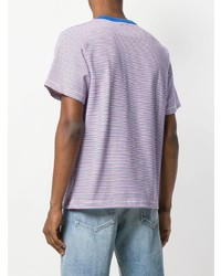 mehrfarbiges horizontal gestreiftes T-Shirt mit einem Rundhalsausschnitt von Noon Goons