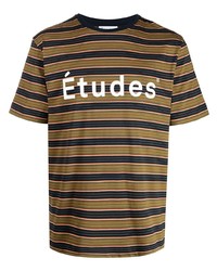 mehrfarbiges horizontal gestreiftes T-Shirt mit einem Rundhalsausschnitt von Études