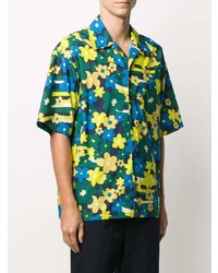 mehrfarbiges Kurzarmhemd mit Blumenmuster von Marni