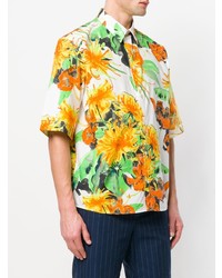 mehrfarbiges Kurzarmhemd mit Blumenmuster von MSGM