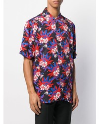 mehrfarbiges Kurzarmhemd mit Blumenmuster von Sss World Corp