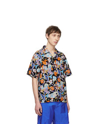 mehrfarbiges Kurzarmhemd mit Blumenmuster von Prada