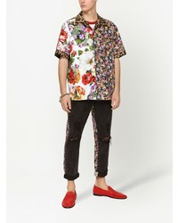 mehrfarbiges Kurzarmhemd mit Blumenmuster von Dolce & Gabbana