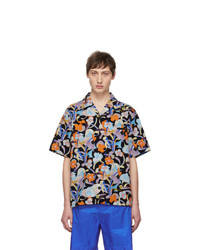 mehrfarbiges Kurzarmhemd mit Blumenmuster von Prada