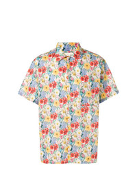 mehrfarbiges Kurzarmhemd mit Blumenmuster von R13