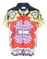 mehrfarbiges Kurzarmhemd mit Blumenmuster von Tintoria Mattei