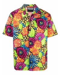 mehrfarbiges Kurzarmhemd mit Blumenmuster von VERSACE JEANS COUTURE