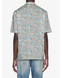 mehrfarbiges Kurzarmhemd mit Blumenmuster von Gucci