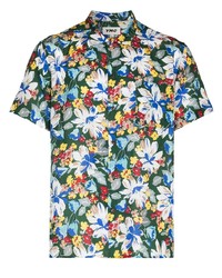mehrfarbiges Kurzarmhemd mit Blumenmuster von YMC