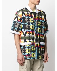 mehrfarbiges Kurzarmhemd mit geometrischem Muster von Marcelo Burlon County of Milan