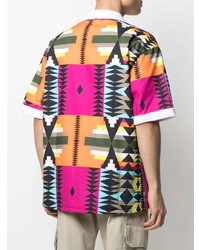 mehrfarbiges Kurzarmhemd mit geometrischem Muster von Marcelo Burlon County of Milan