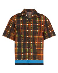mehrfarbiges Kurzarmhemd mit Karomuster von Prada