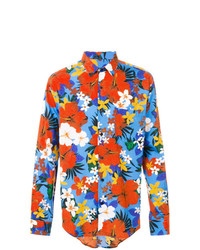 mehrfarbiges Langarmhemd mit Blumenmuster von AMI Alexandre Mattiussi