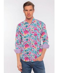 mehrfarbiges Langarmhemd mit Blumenmuster von colours & sons