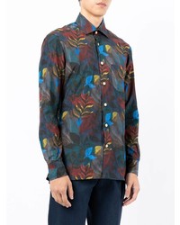 mehrfarbiges Langarmhemd mit Blumenmuster von Kiton