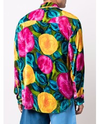 mehrfarbiges Langarmhemd mit Blumenmuster von Marni