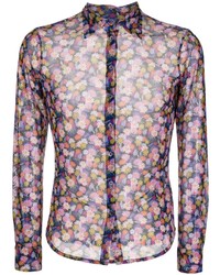 mehrfarbiges Langarmhemd mit Blumenmuster von PS Paul Smith