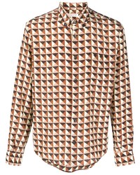 mehrfarbiges Langarmhemd mit geometrischem Muster von Valentino