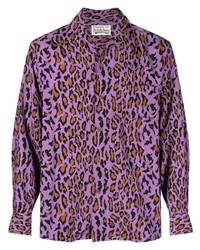 mehrfarbiges Langarmhemd mit Leopardenmuster von Wacko Maria