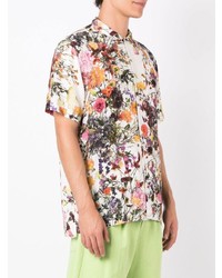 mehrfarbiges Leinen Kurzarmhemd mit Blumenmuster von OSKLEN