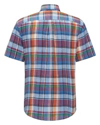 mehrfarbiges Leinen Kurzarmhemd mit Schottenmuster von Fynch Hatton