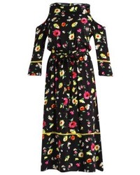 mehrfarbiges Midikleid mit Blumenmuster von Warehouse