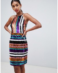 mehrfarbiges figurbetontes Kleid aus Pailletten von TFNC