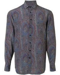 mehrfarbiges Seidelangarmhemd mit Paisley-Muster