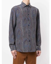 mehrfarbiges Seidelangarmhemd mit Paisley-Muster von Etro