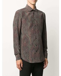 mehrfarbiges Seidelangarmhemd mit Paisley-Muster von Etro