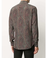 mehrfarbiges Seidelangarmhemd mit Paisley-Muster von Etro