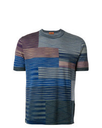 mehrfarbiges Strick T-Shirt mit einem Rundhalsausschnitt