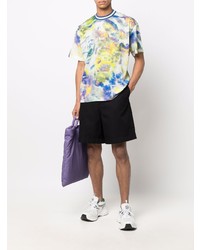 mehrfarbiges T-Shirt mit einem Rundhalsausschnitt aus Netzstoff von MSGM