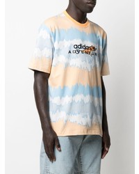 mehrfarbiges Mit Batikmuster T-Shirt mit einem Rundhalsausschnitt von adidas